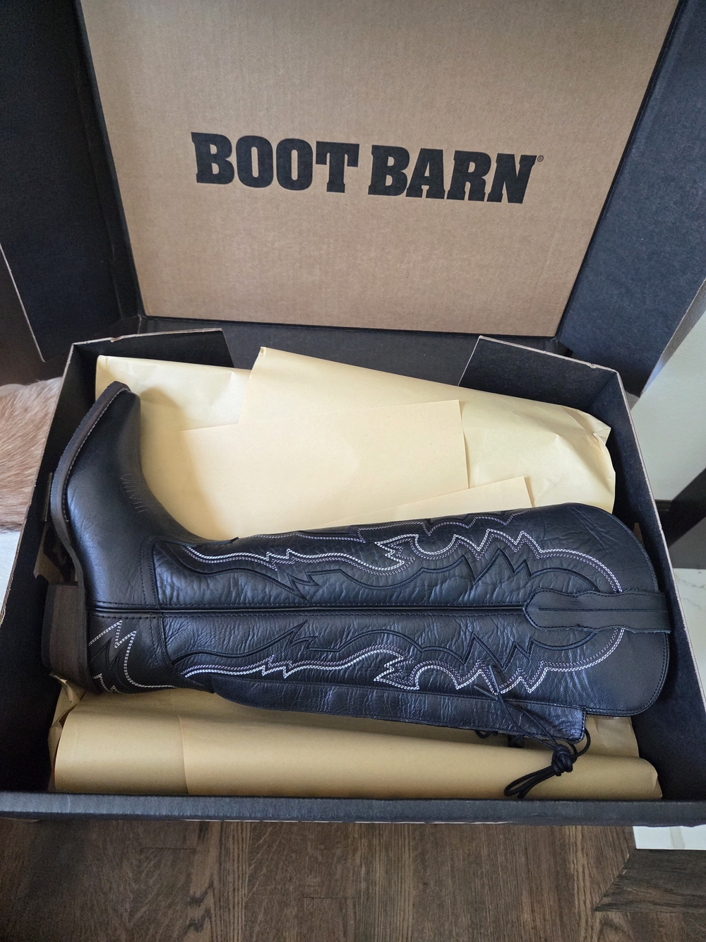 Black Western Cowboy Boots - Tall Stitch Detail - Picture 8 of 9